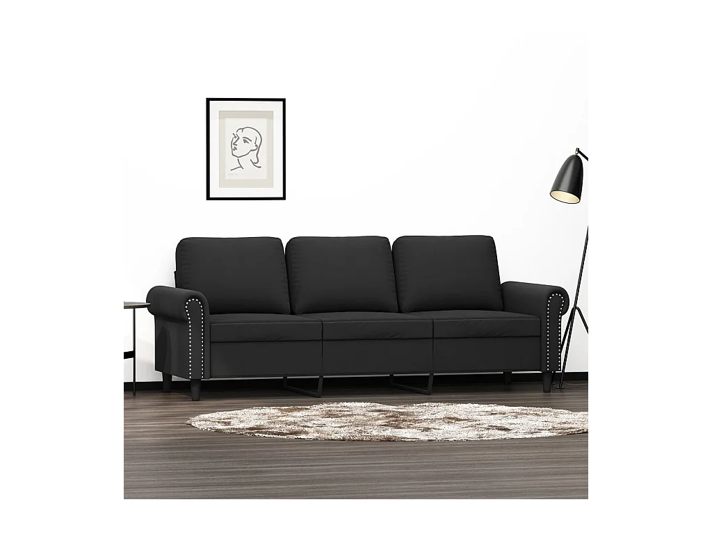 Canapé à 3 places Noir 180 cm Velours REO74371