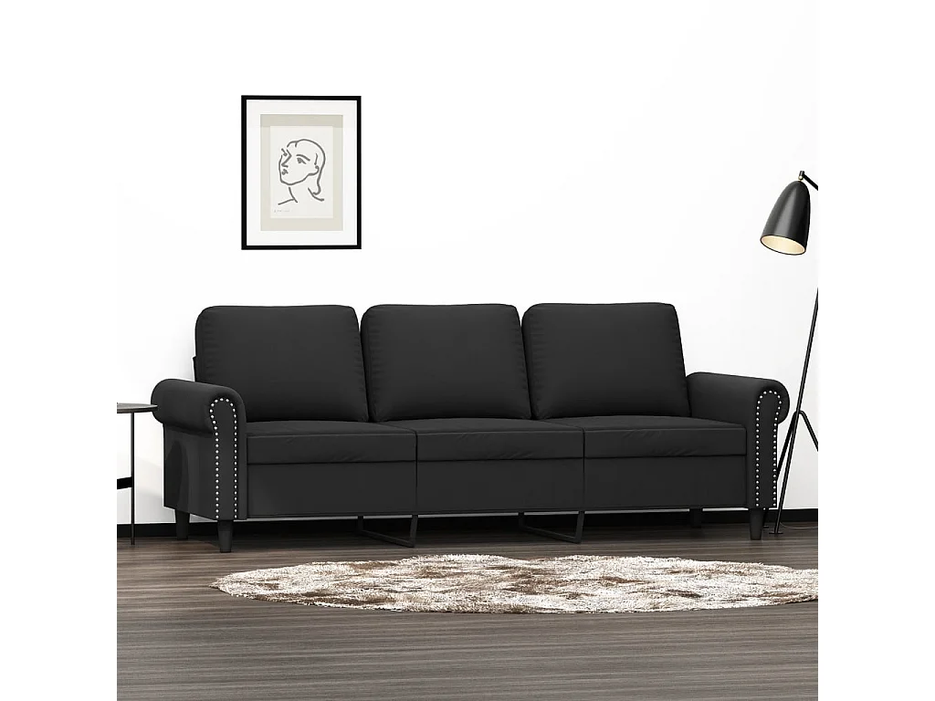 Canapé à 3 places Noir 180 cm Velours REO74371