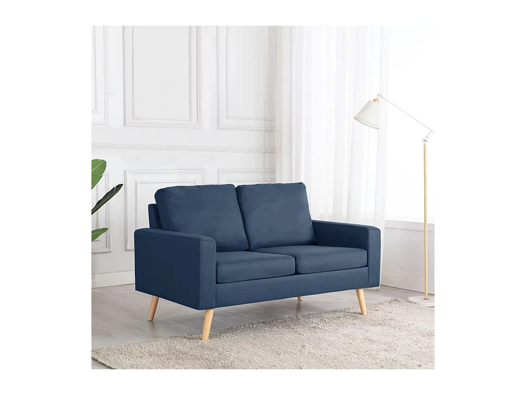 Canapé à 2 places Bleu Tissu REO15723