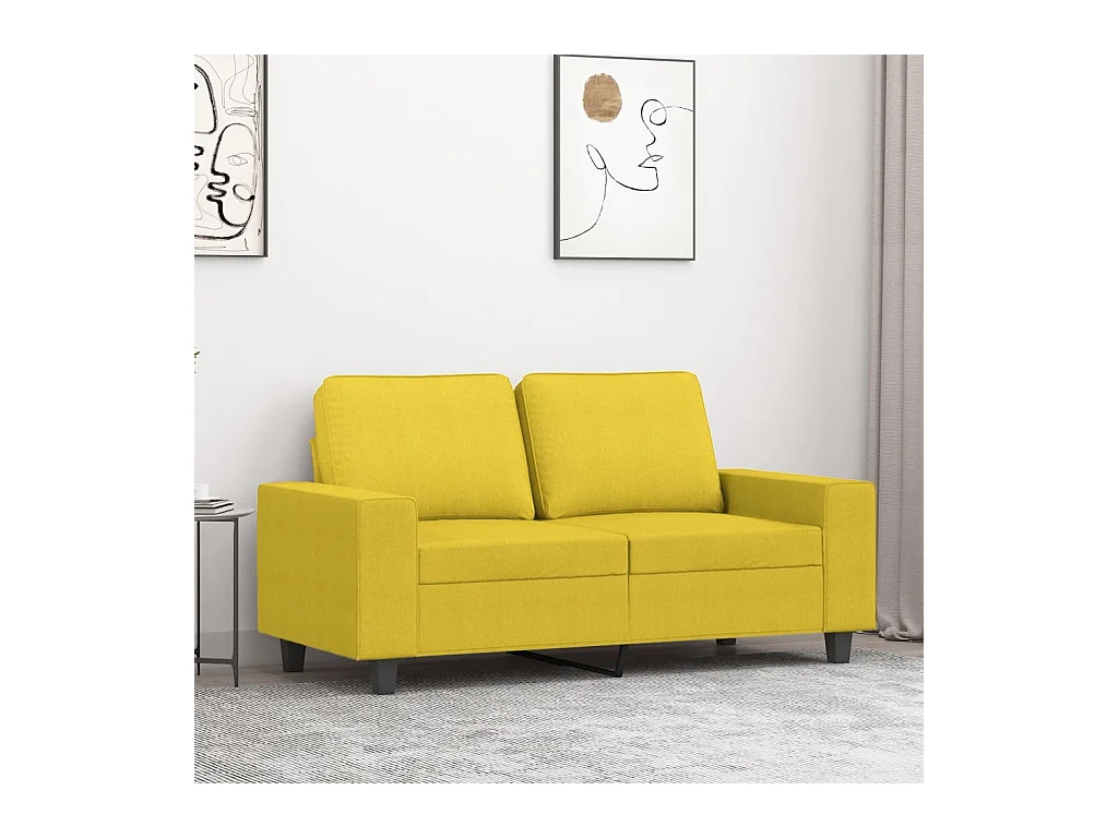 Canapé à 2 places Jaune clair 120 cm Tissu REO15369