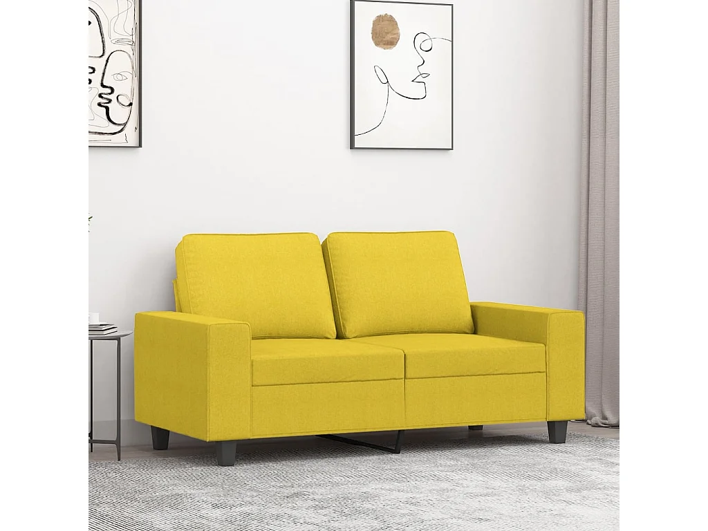 Canapé à 2 places Jaune clair 120 cm Tissu REO15369