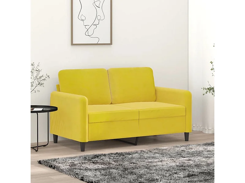 Sofá de 2 plazas terciopelo amarillo 120 cm PWFG74739