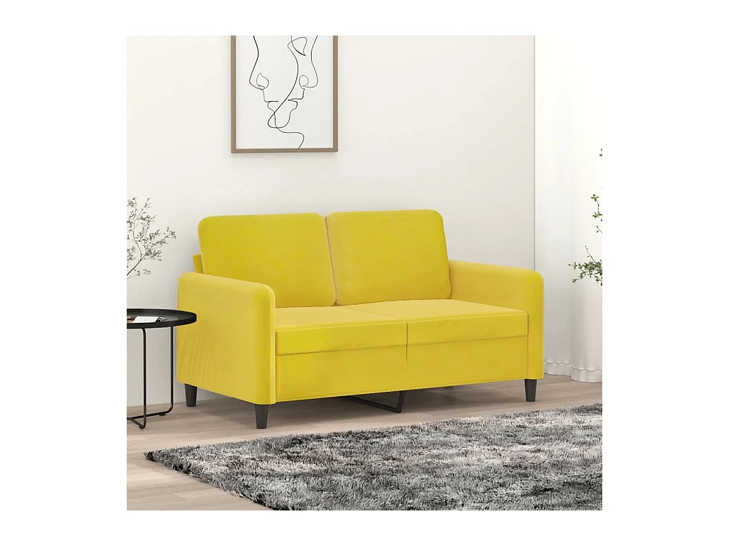 Canapé à 2 places Jaune 120 cm Velours REO95621