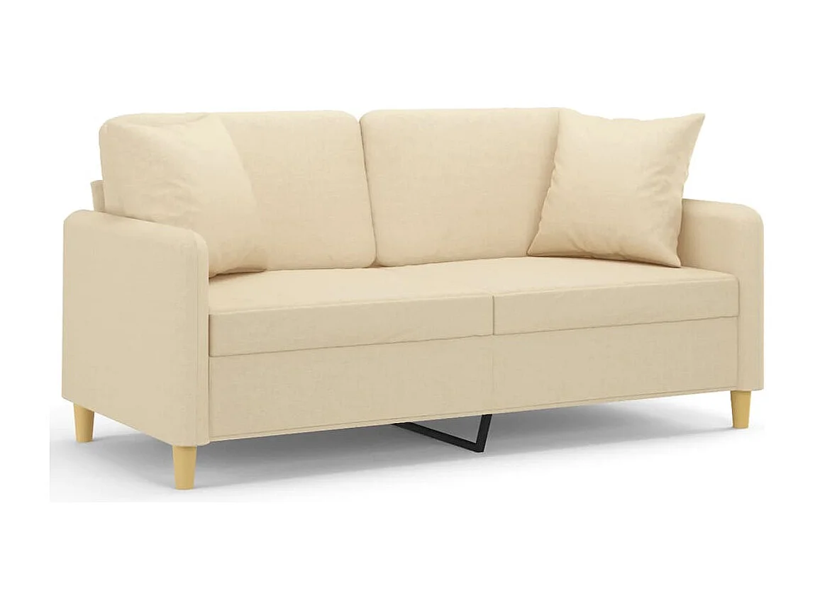 Sofá de 2 plazas con cojines tela color crema 140 cm PWFG16308