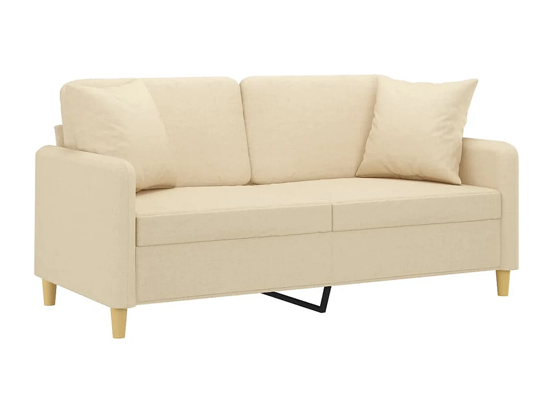 Sofá de 2 plazas con cojines tela color crema 140 cm PWFG16308