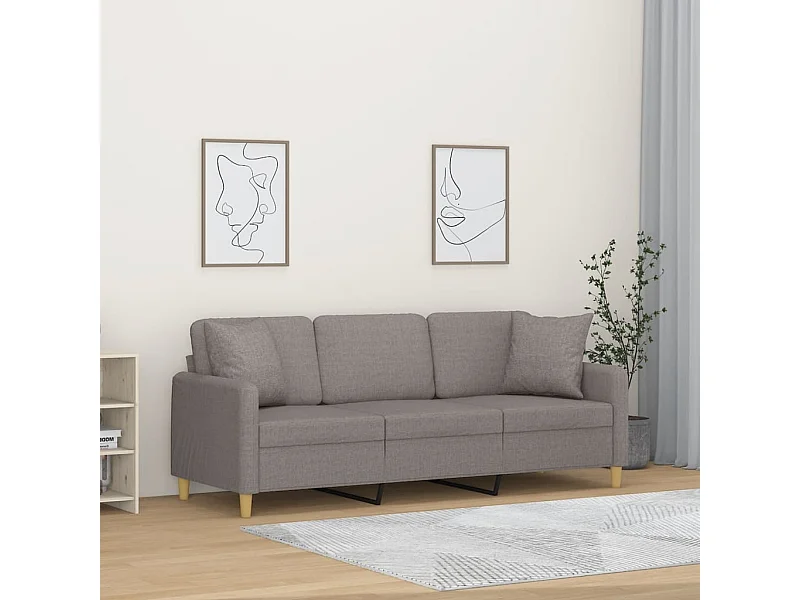 Sofá de 3 plazas con cojines tela gris taupe 180 cm PWFG51416