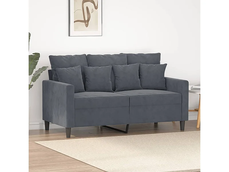 Canapé à 2 places Gris foncé 120 cm Velours REO14556