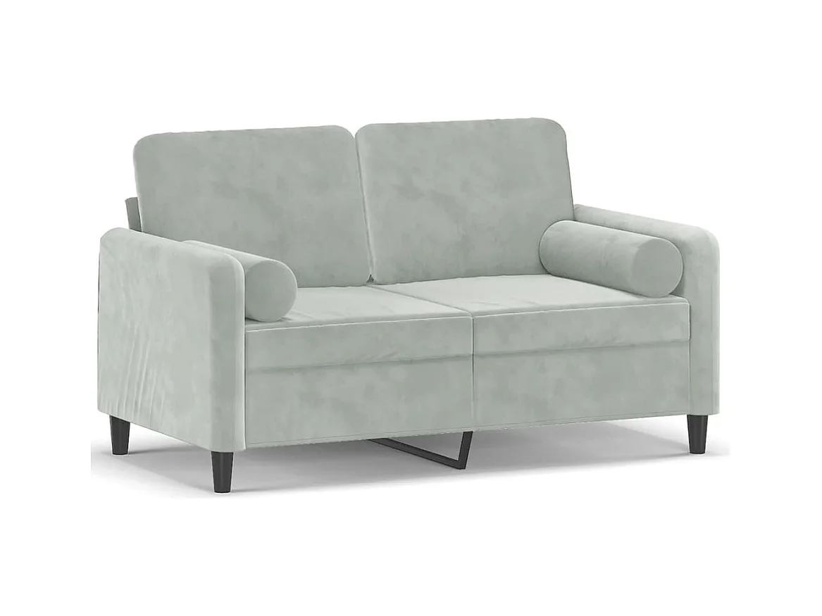 Canapé 2 places avec oreillers gris clair 120 cm velours REO34519