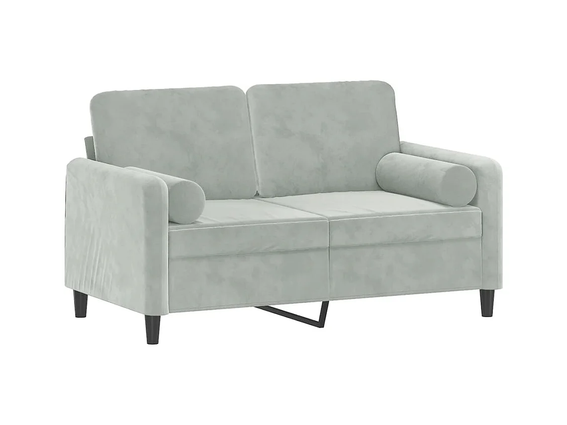 Canapé 2 places avec oreillers gris clair 120 cm velours REO34519