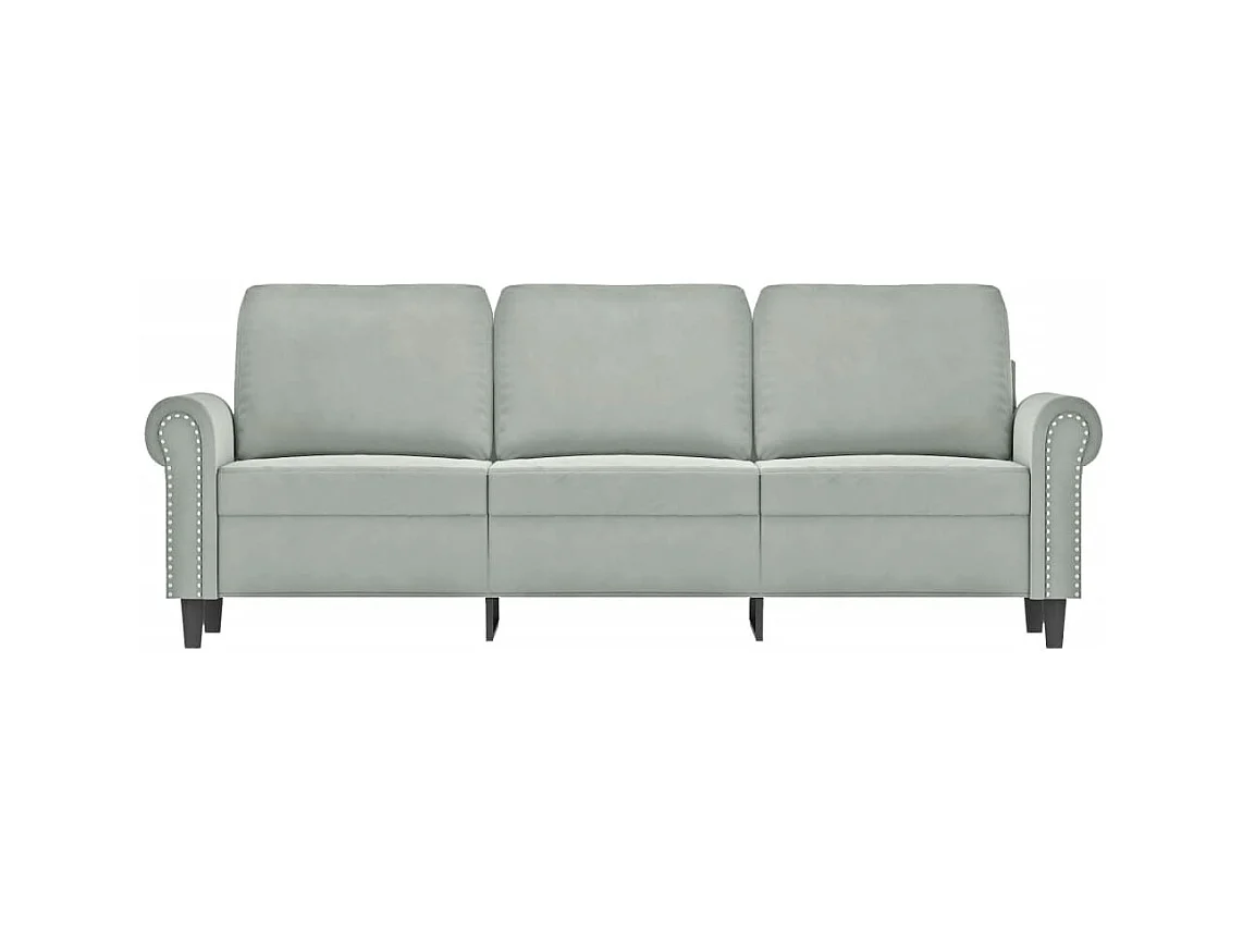 Sofá de 3 plazas terciopelo gris claro 180 cm PWFG30223
