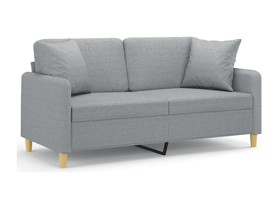 Sofá 2 lugares + almofadas decorativas 140cm tecido cinza-claro PT639593