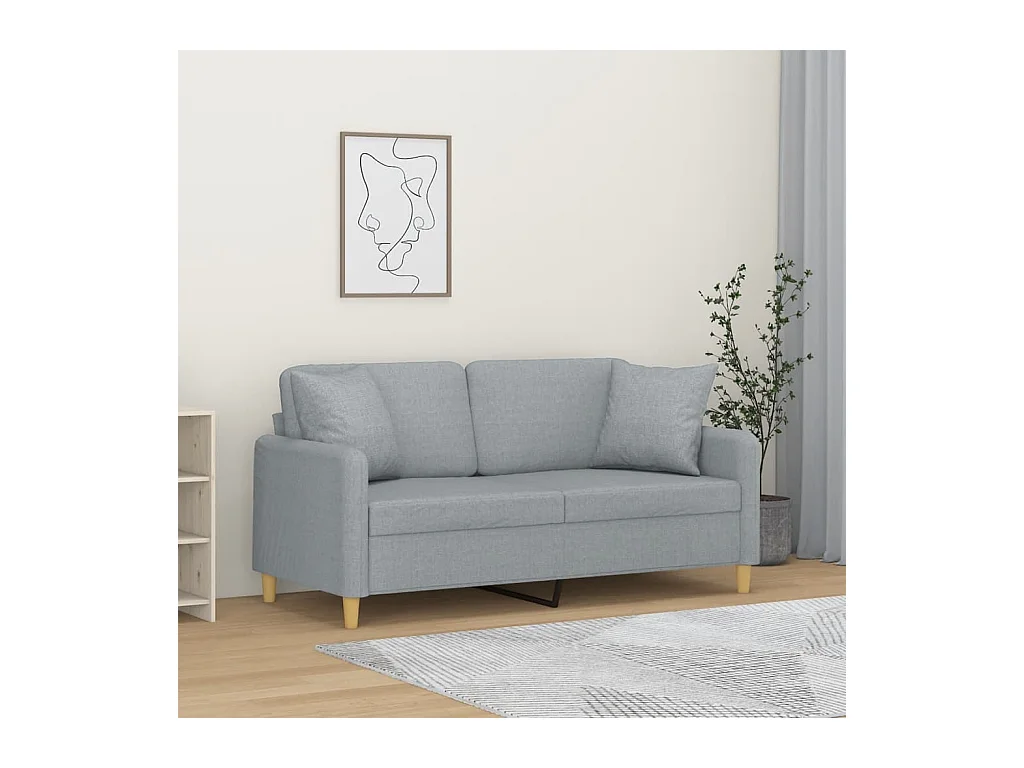 Canapé 2 places avec oreillers gris clair 140 cm tissu REO61966