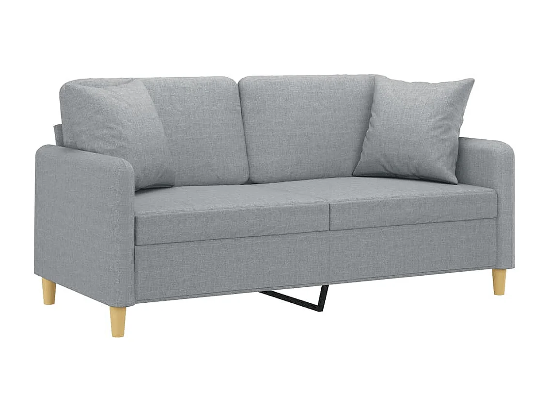 Canapé 2 places avec oreillers gris clair 140 cm tissu REO61966
