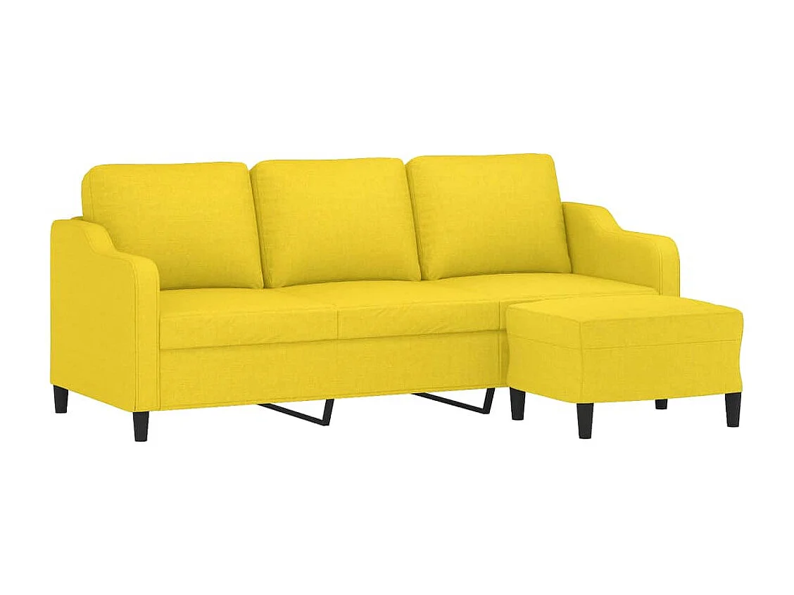 Sofá de 3 lugares com apoio de pés 180 cm tecido amarelo-claro PT644488