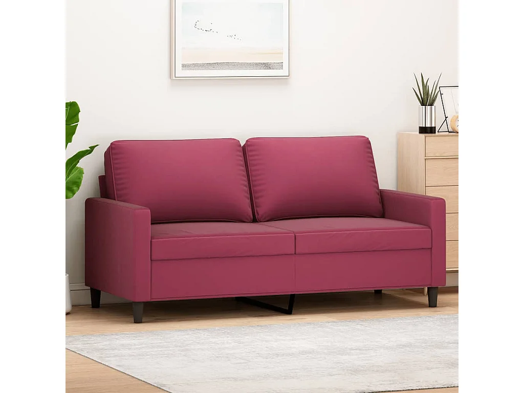 Sofá de 2 lugares veludo 140 cm vermelho tinto PT202348