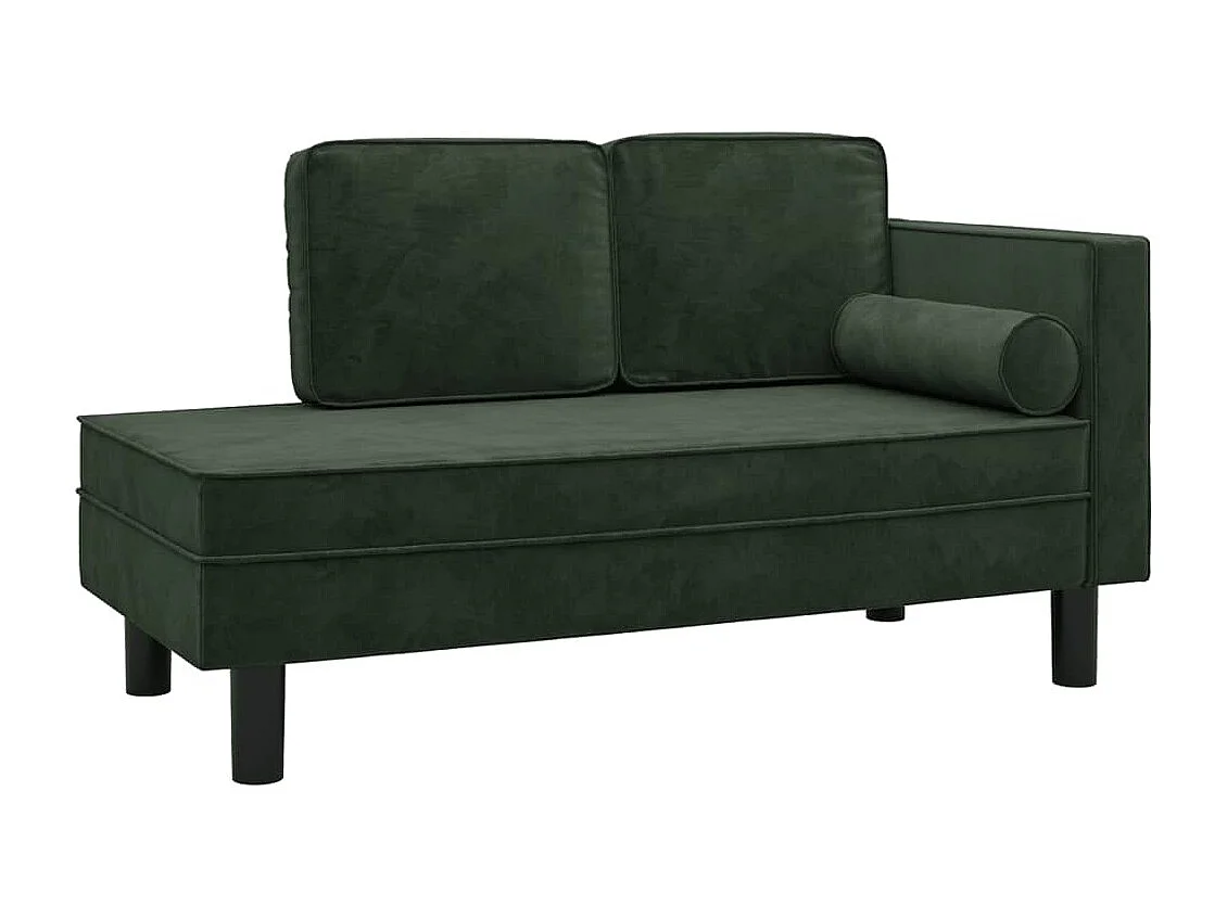 Canapé fixe avec coussins et traversin vert foncé velours REO28900