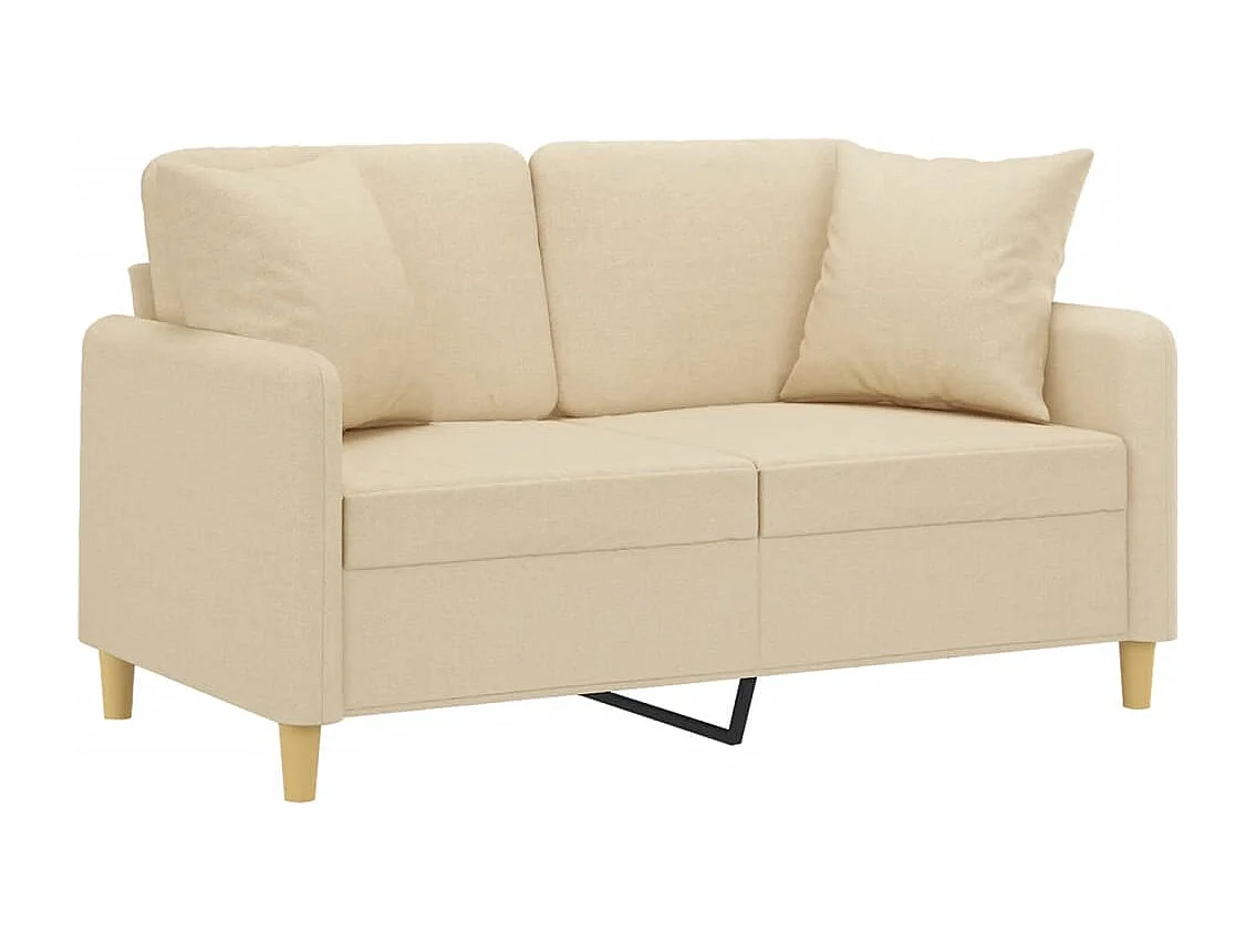 Canapé 2 places avec oreillers décoratifs crème 120 cm tissu REO85257
