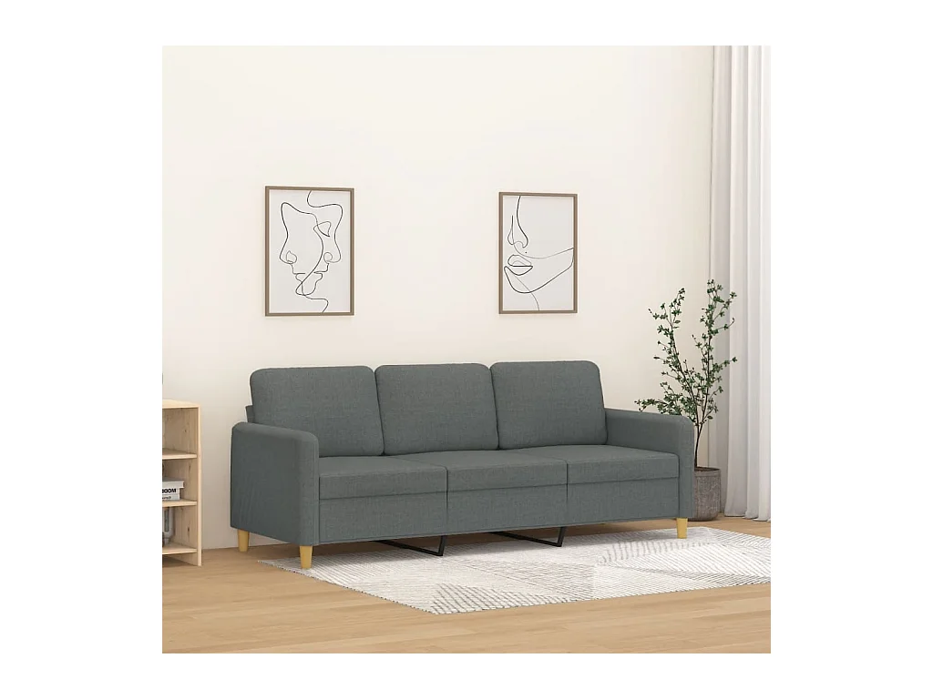 Canapé à 3 places Gris foncé 180 cm Tissu REO49328