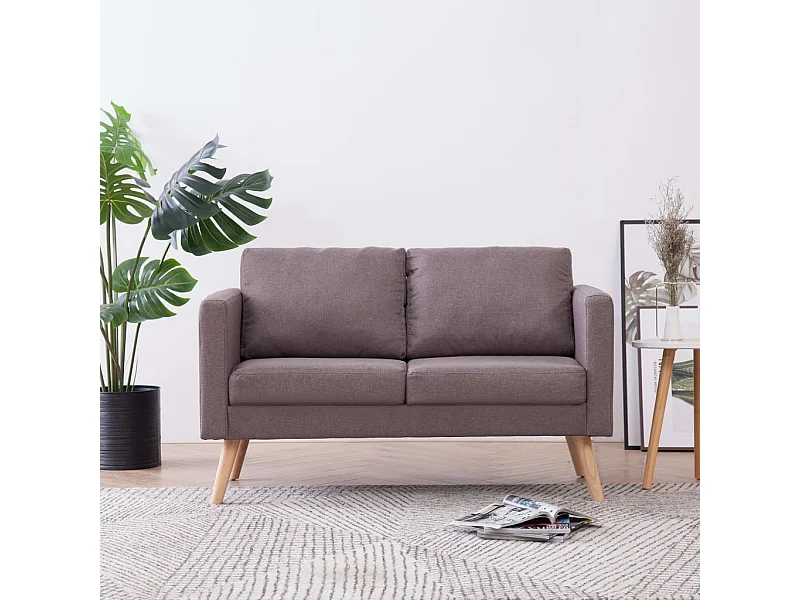 Sofá de 2 plazas de tela color gris topo PWFG54401