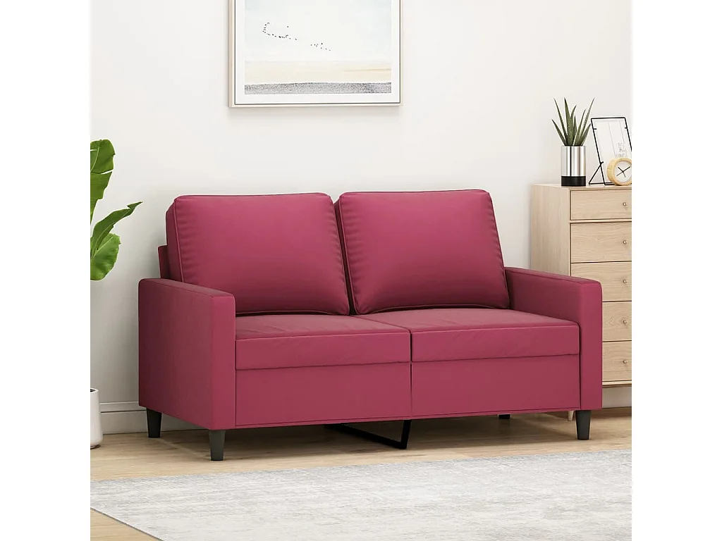Canapé à 2 places Rouge bordeaux 120 cm Velours REO88039