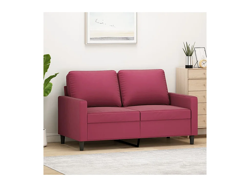 Canapé à 2 places Rouge bordeaux 120 cm Velours REO88039