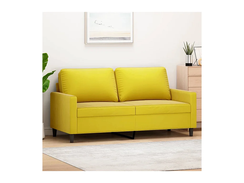 Canapé à 2 places Jaune 140 cm Velours REO39632