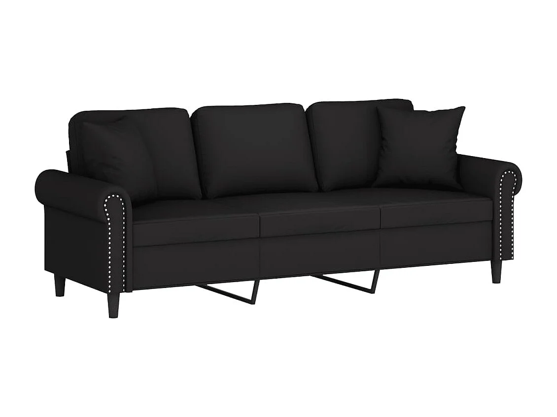 Canapé 3 places avec oreillers décoratifs noir 180 cm velours REO38776