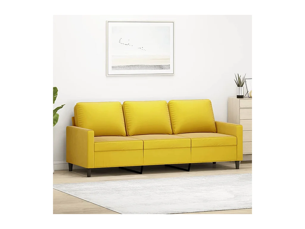Canapé à 3 places Jaune 180 cm Velours REO71685