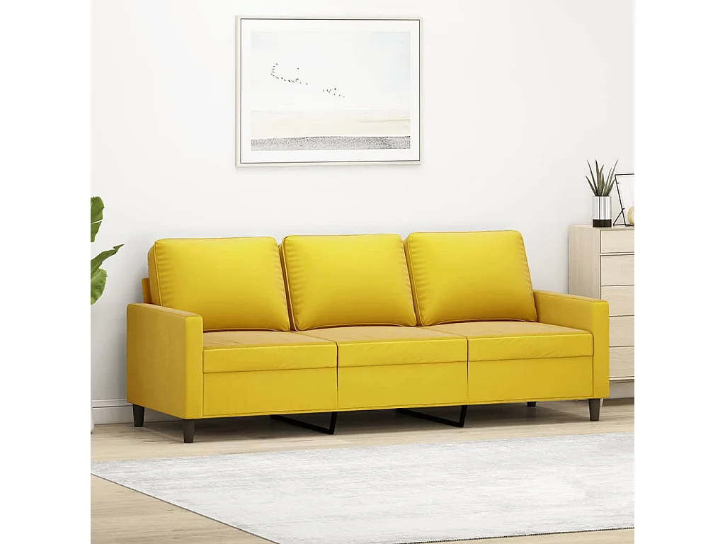 Canapé à 3 places Jaune 180 cm Velours REO71685