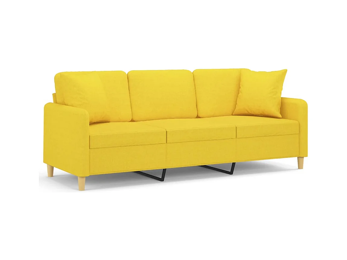 Canapé 3 places avec oreillers jaune clair 180 cm tissu REO21273
