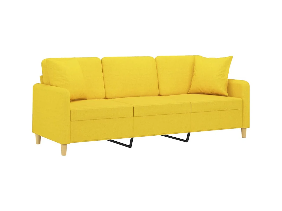 Canapé 3 places avec oreillers jaune clair 180 cm tissu REO21273