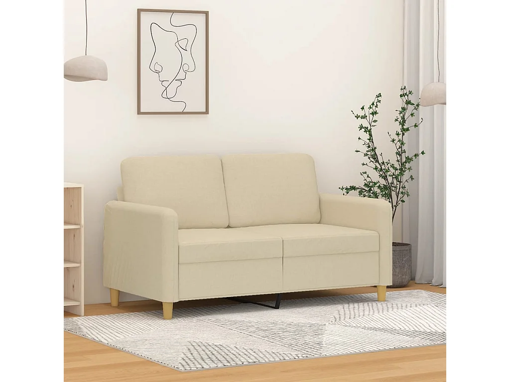 Canapé à 2 places Crème 120 cm Tissu REO28003