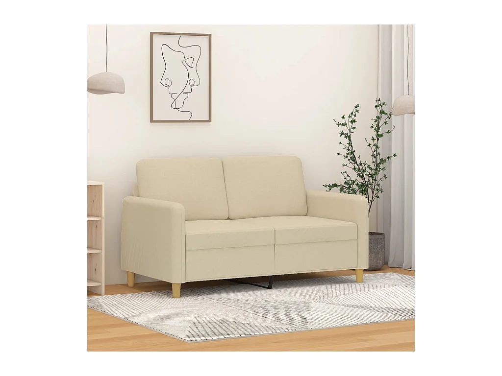 Canapé à 2 places Crème 120 cm Tissu REO28003