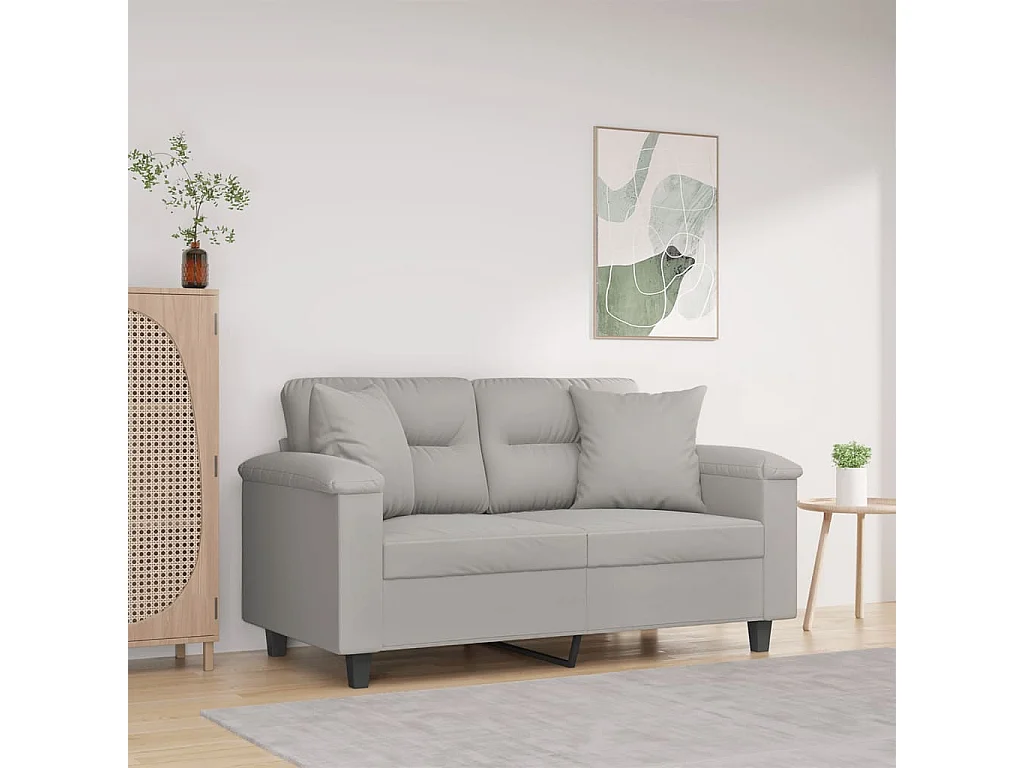 Tweezitsbank met kussens 120 cm microvezelstof lichtgrijs NL274584