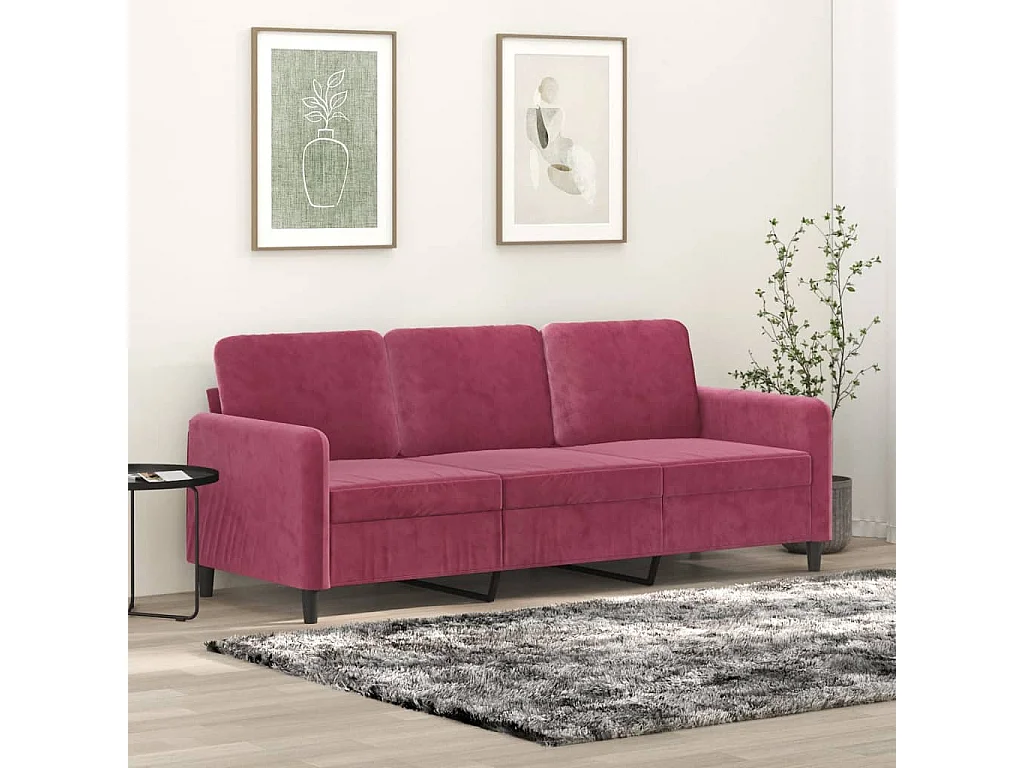 Canapé à 3 places Rouge bordeaux 180 cm Velours REO93545