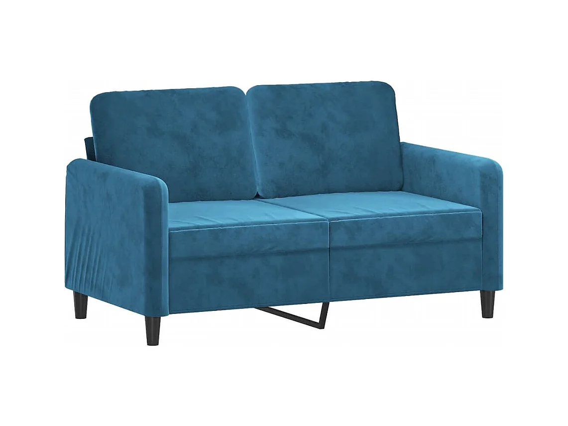 Canapé 2 places avec oreillers décoratifs bleu 120 cm velours REO24408