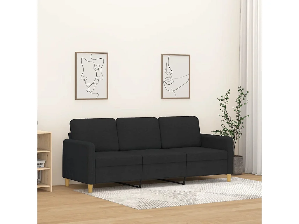 Driezitsbank 180 cm stof zwart NL206059