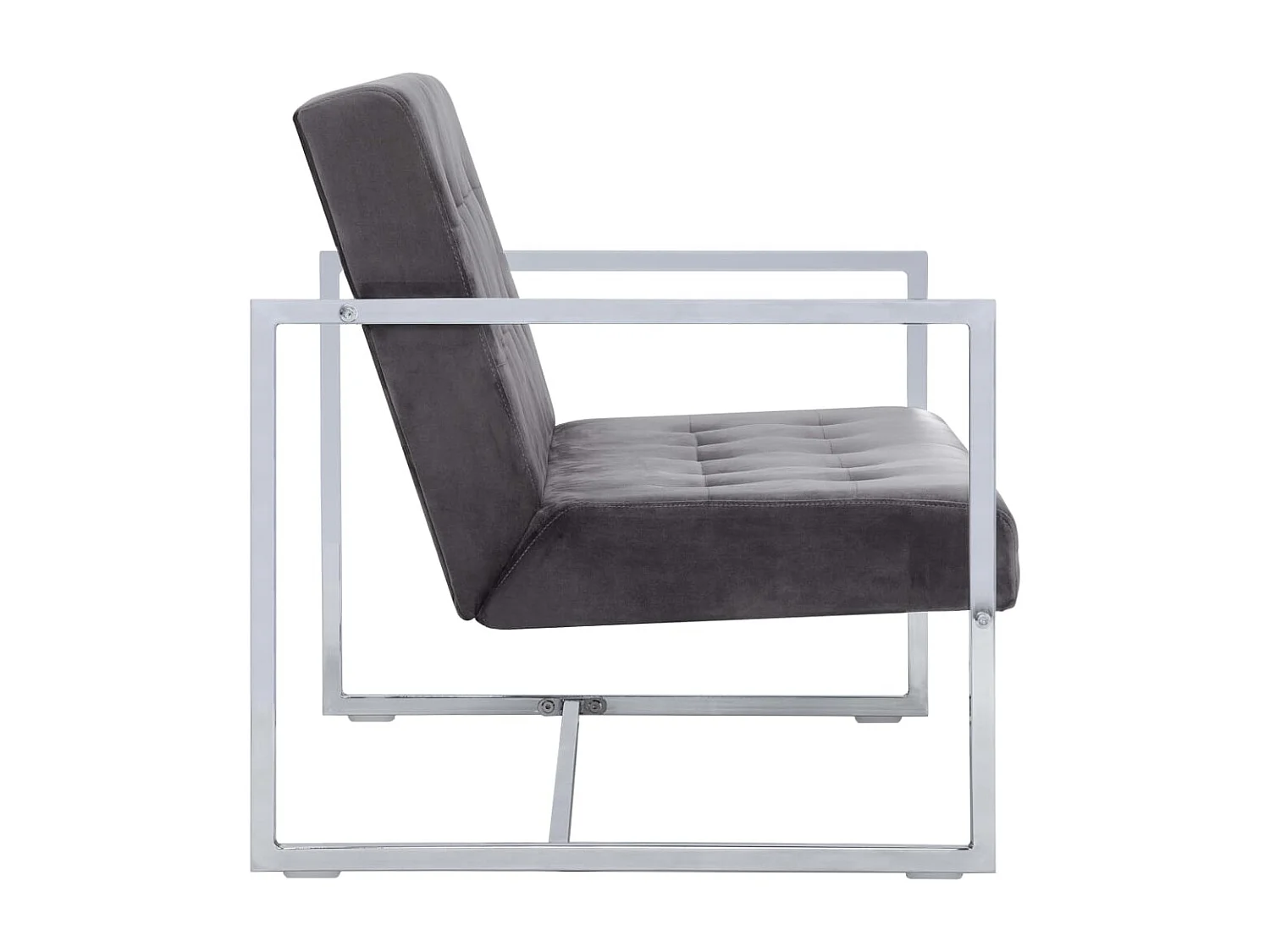 Canapé 2 places avec accoudoirs Gris foncé Chrome et velours REO53469