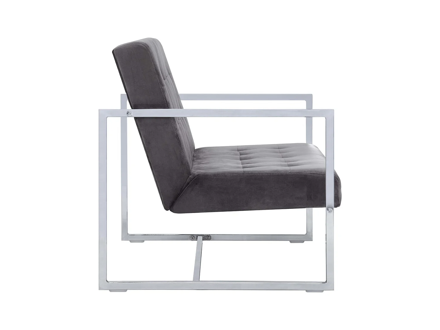 Canapé 2 places avec accoudoirs Gris foncé Chrome et velours REO53469