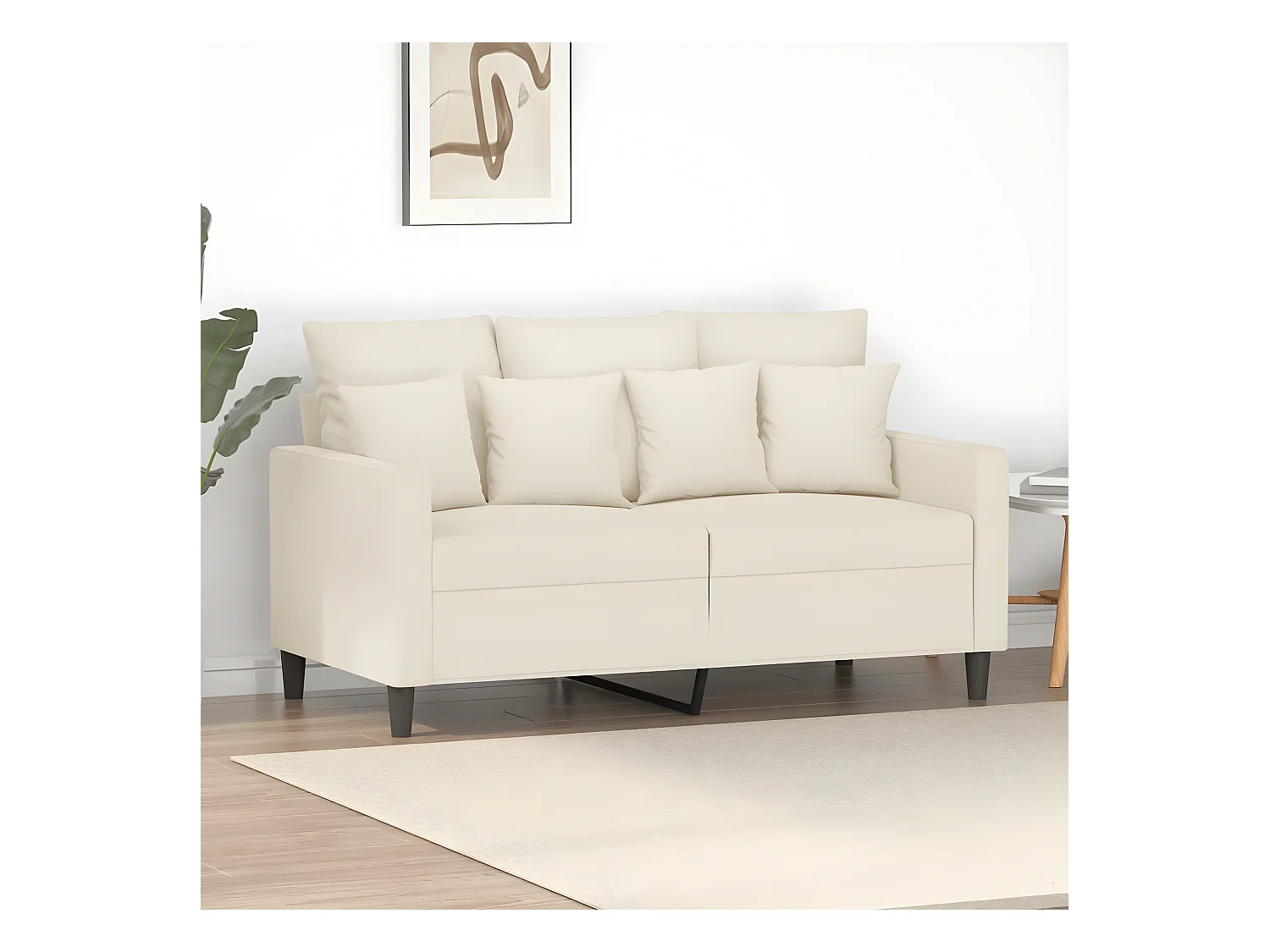 Canapé à 2 places Crème 120 cm Velours REO50265