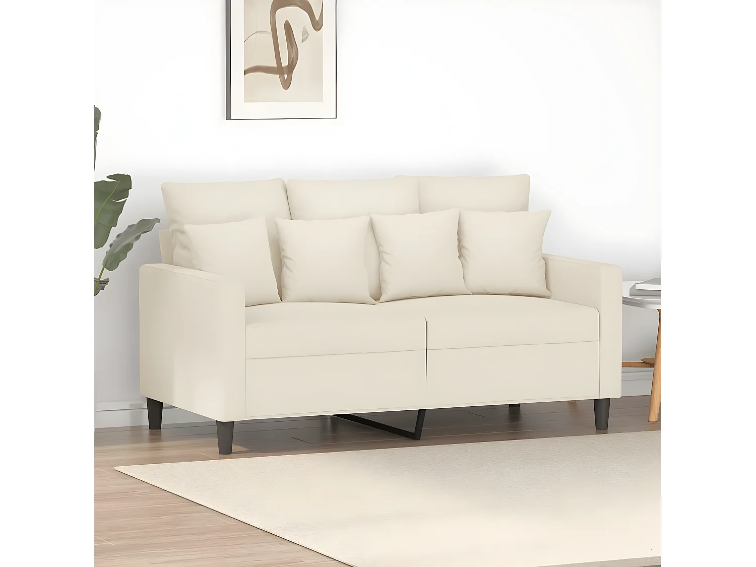 Tweezitsbank 120 cm fluweel crèmekleurig BE462448