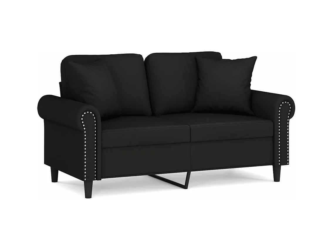 Canapé 2 places avec oreillers décoratifs noir 120 cm velours REO31057