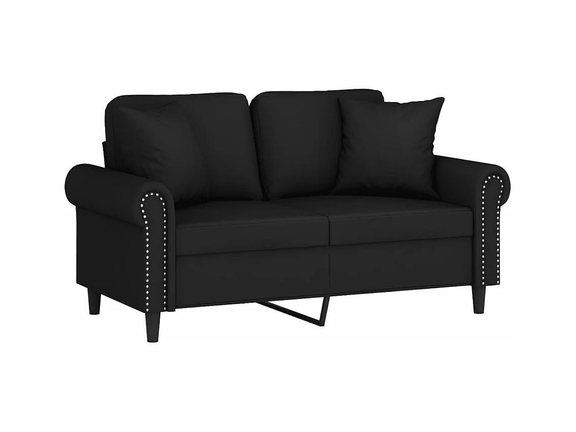 Canapé 2 places avec oreillers décoratifs noir 120 cm velours REO31057