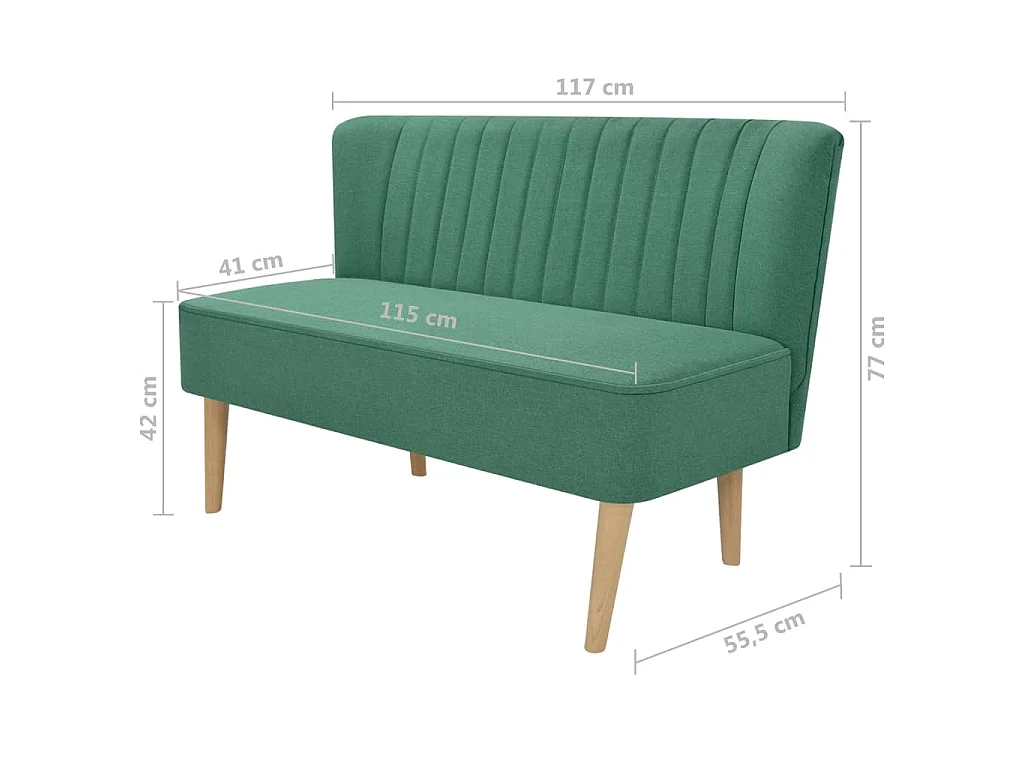 Canapé 2 places en tissu Vert 117x55x77 cm
