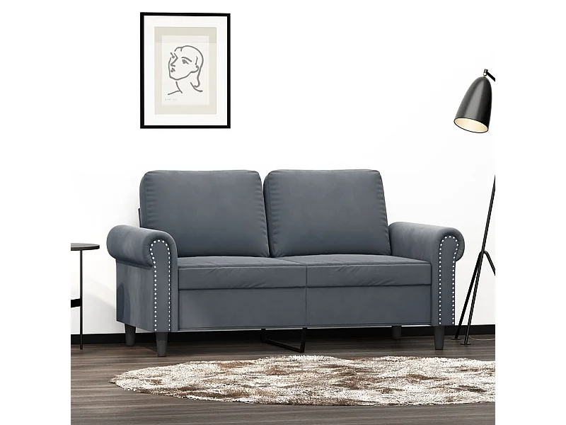 Canapé à 2 places Gris foncé 120 cm Velours REO27391