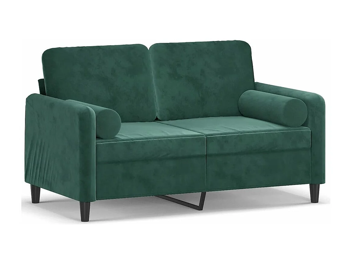 Canapé 2 places avec oreillers vert foncé 120 cm velours REO12056