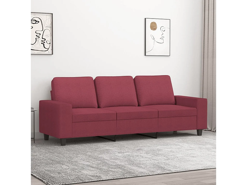Canapé à 3 places Rouge bordeaux 180 cm Tissu REO63417