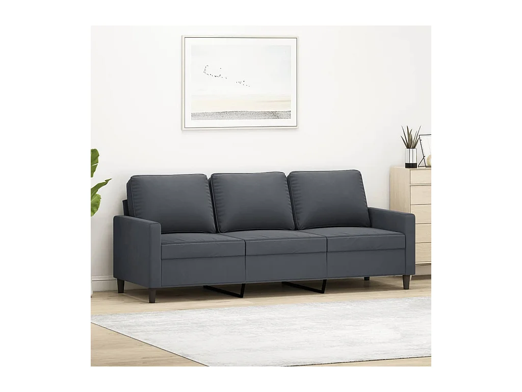 Canapé à 3 places Gris foncé 180 cm Velours REO38834