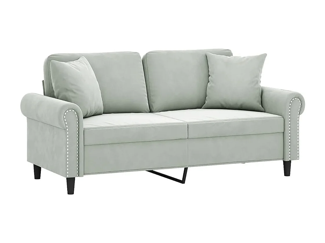 Canapé 2 places avec oreillers gris clair 140 cm velours REO76508