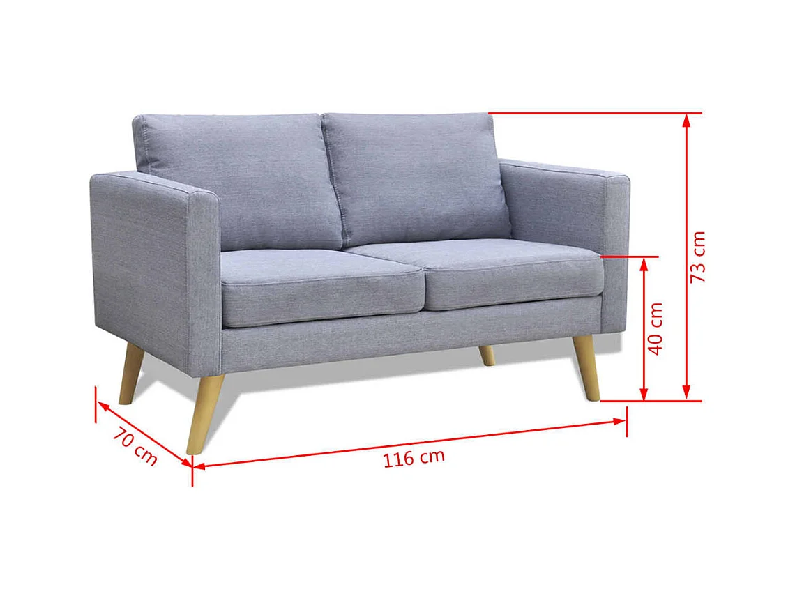 Canapé à 2 places Tissu Gris clair REO88131